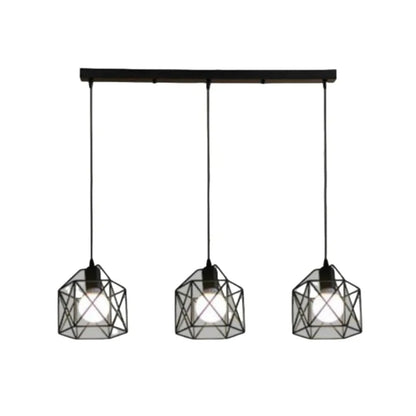 Verthara Black Pendant Light – Modern Industrial Metal Cage Design for Kitchen Island Lighting and Dining Room SB3