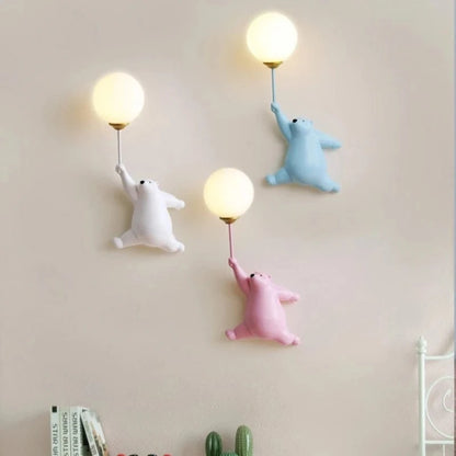 Verthara Cartoon Bear LED Wall Lamp with 3D Moon Decor – Kids Bedroom Wall Light Sconce, Safe and Energy-Efficient Night Light