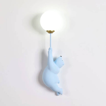 Verthara Cartoon Bear LED Wall Lamp with 3D Moon Decor – Kids Bedroom Wall Light Sconce, Safe and Energy-Efficient Night Light Blue B