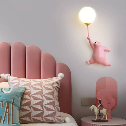 Verthara Cartoon Bear LED Wall Lamp with 3D Moon Decor – Kids Bedroom Wall Light Sconce, Safe and Energy-Efficient Night Light