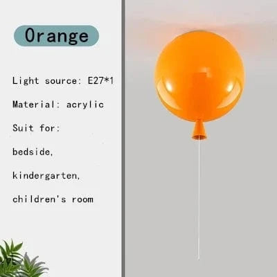 Verthara Colorful LED Ceiling Light Fixture for Kids' Rooms – Energy-Efficient Balloon Design, Eye-Safe Illumination, 15-Inch Diameter Orange / Dia30cm / Cold White