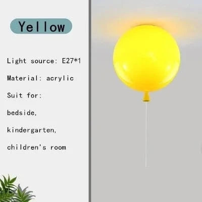 Verthara Colorful LED Ceiling Light Fixture for Kids' Rooms – Energy-Efficient Balloon Design, Eye-Safe Illumination, 15-Inch Diameter Yellow / Dia30cm / Cold White
