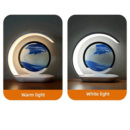 Verthara Cordless LED Table Lamp With 3D Hourglass Design – Wireless Charging - Adjustable Colour - Modern Style - Ideal For Bedside Or Desk