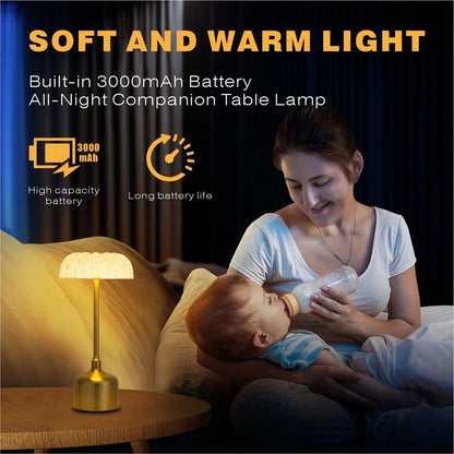Verthara Cordless LED Table Lamp With Touch Control – Rechargeable - Dimmable - 3 Lighting Modes - Elegant Metal Design - Portable Night Light Default