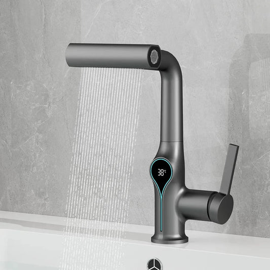 Verthara Digital Basin Faucet with Waterfall Stream and Temperature Display for Bathroom Sink