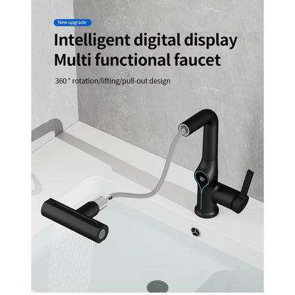 Verthara Digital Basin Faucet with Waterfall Stream and Temperature Display for Bathroom Sink