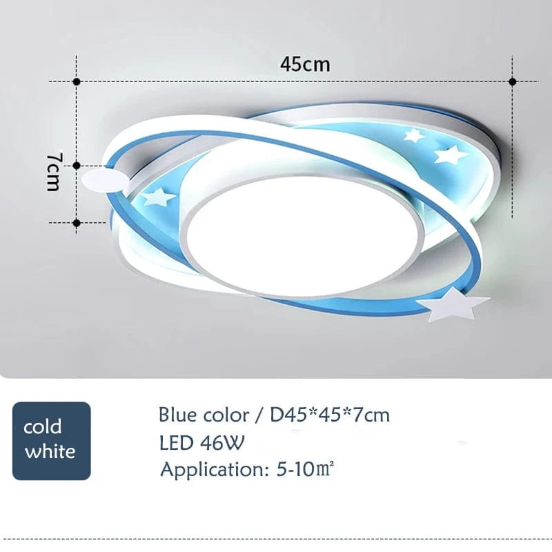 Verthara Dimmable LED Ceiling Light for Kids, Oval Blue Design with Remote Control, Aluminum & Acrylic, 45cm or 55cm Options Cold White / Dia45