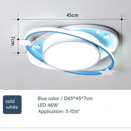 Verthara Dimmable LED Ceiling Light for Kids, Oval Blue Design with Remote Control, Aluminum & Acrylic, 45cm or 55cm Options Cold White / Dia45