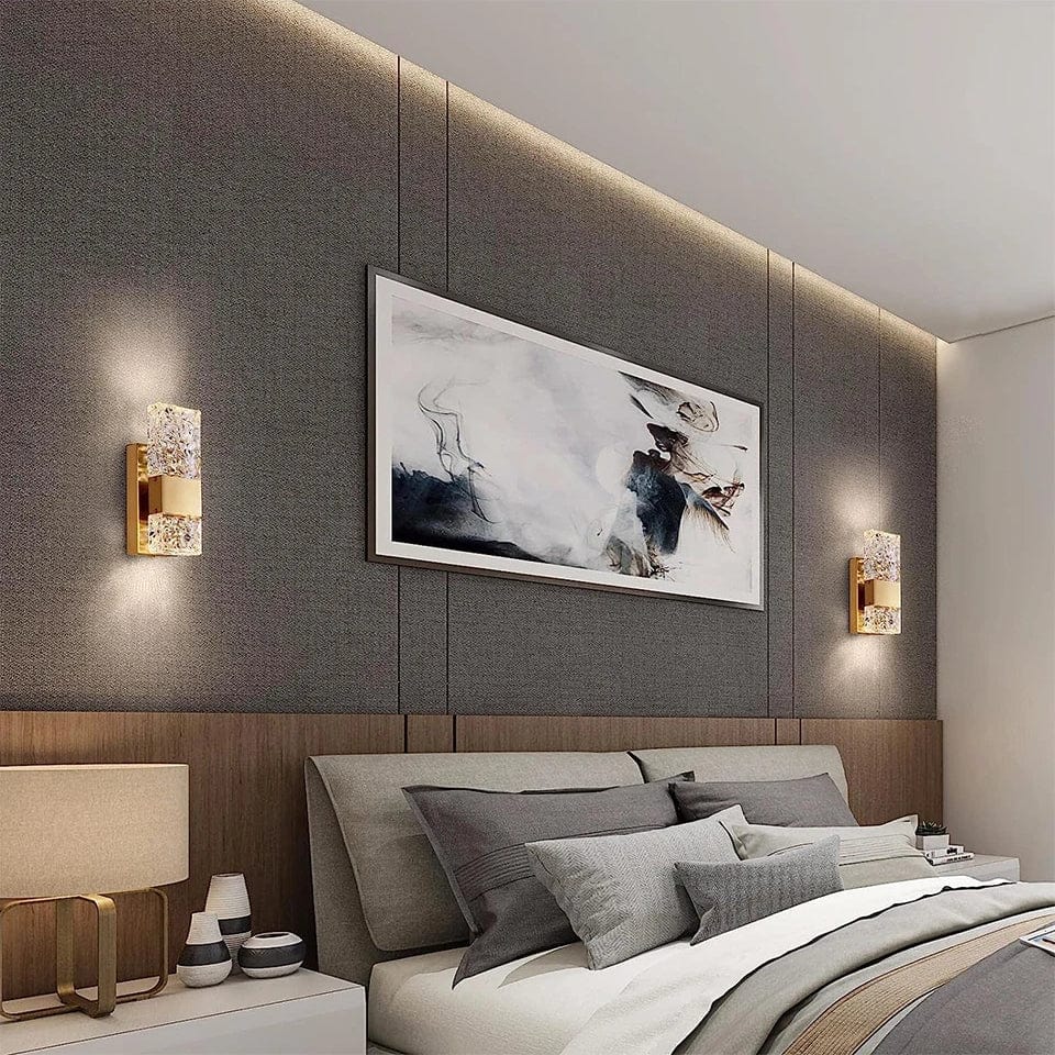 Verthara Dimmable LED Crystal Wall Light with Remote Control, Adjustable 3000K-6000K for Bathroom, Living Room, and Bedroom Sconces