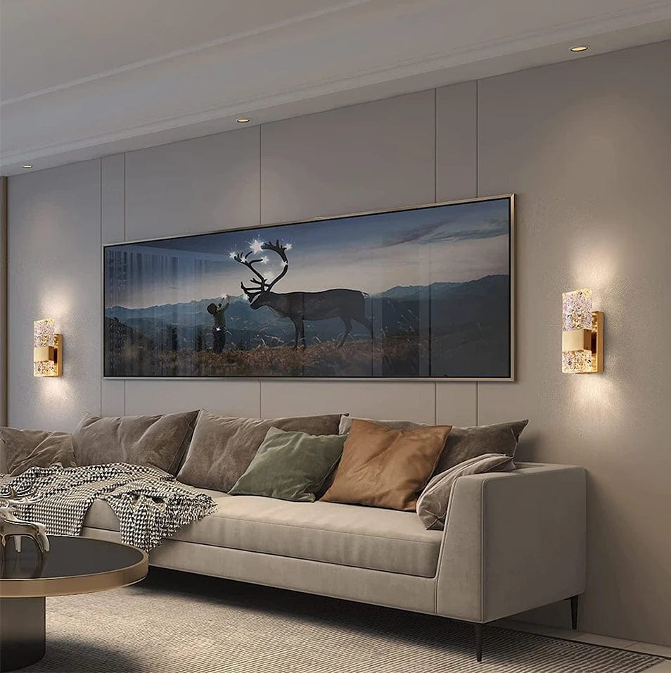 Verthara Dimmable LED Crystal Wall Light with Remote Control, Adjustable 3000K-6000K for Bathroom, Living Room, and Bedroom Sconces