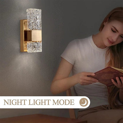 Verthara Dimmable LED Crystal Wall Light with Remote Control, Adjustable 3000K-6000K for Bathroom, Living Room, and Bedroom Sconces
