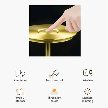 Verthara Dimmable Touch Control Rechargeable Table Lamp