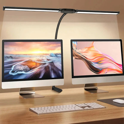 Verthara Double Head LED Clip Desk Lamp with 3 Color Modes and 10 Dimmable Settings for Home Office Lighting 2 HEAD Dimmable
