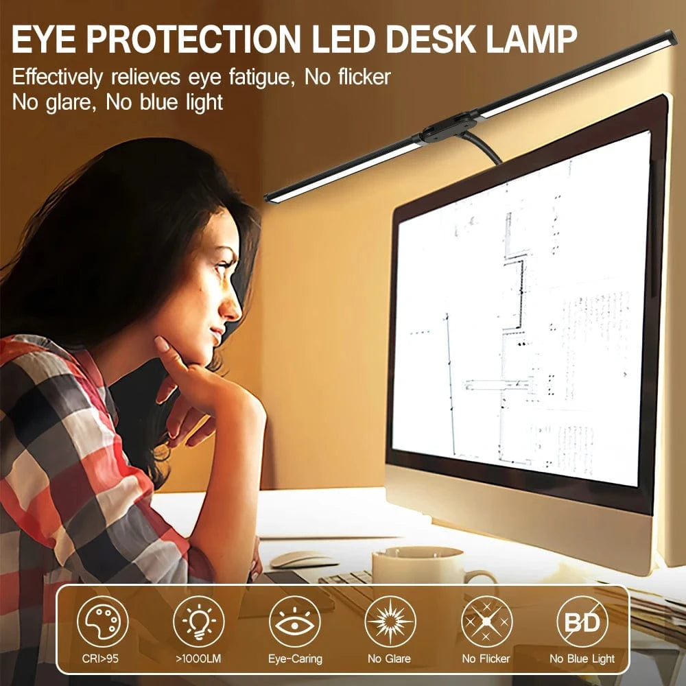 Verthara Double Head LED Clip Desk Lamp with 3 Color Modes and 10 Dimmable Settings for Home Office Lighting 2 HEAD Dimmable