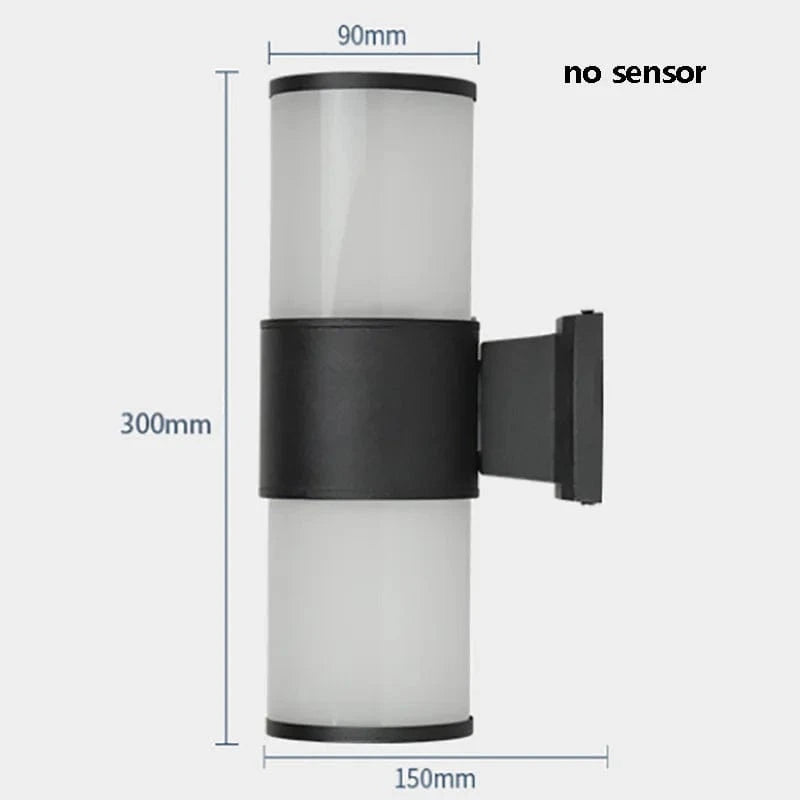 Verthara E27 LED Outdoor Wall Lamp, Waterproof Glass and Aluminum Up Down Glow Sconce for Garden, Balcony, Modern Exterior Wall Lights S-2 heads no sensor / Warm White