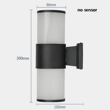 Verthara E27 LED Outdoor Wall Lamp, Waterproof Glass and Aluminum Up Down Glow Sconce for Garden, Balcony, Modern Exterior Wall Lights S-2 heads no sensor / Warm White