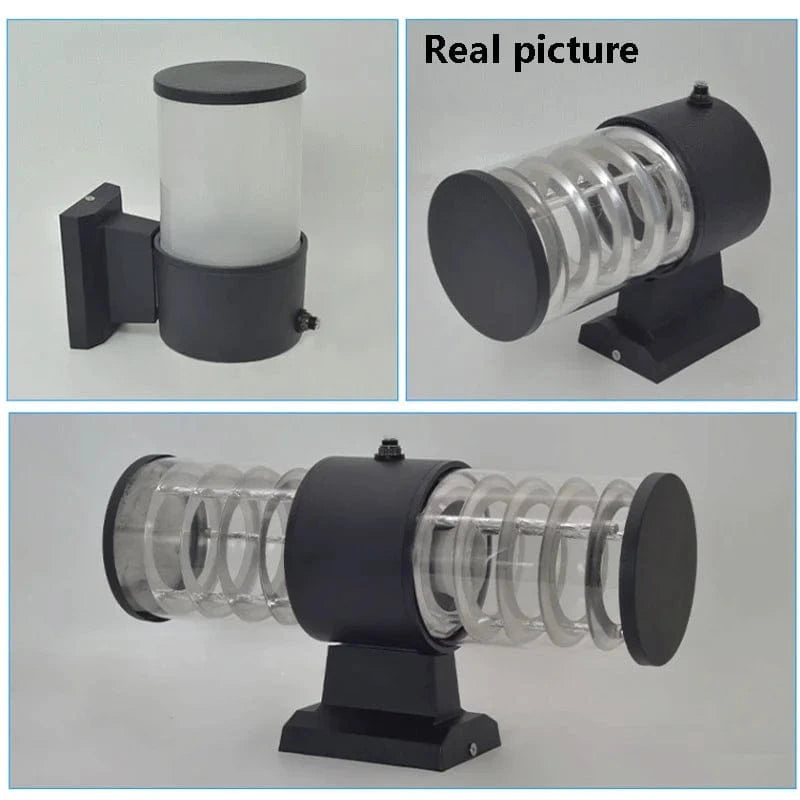 Verthara E27 LED Outdoor Wall Lamp, Waterproof Glass and Aluminum Up Down Glow Sconce for Garden, Balcony, Modern Exterior Wall Lights