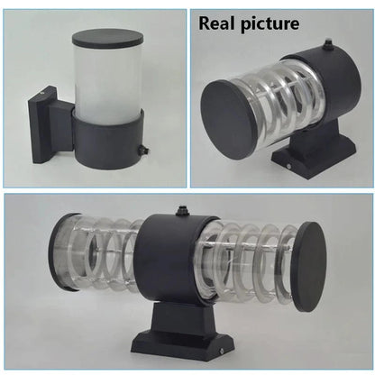 Verthara E27 LED Outdoor Wall Lamp, Waterproof Glass and Aluminum Up Down Glow Sconce for Garden, Balcony, Modern Exterior Wall Lights