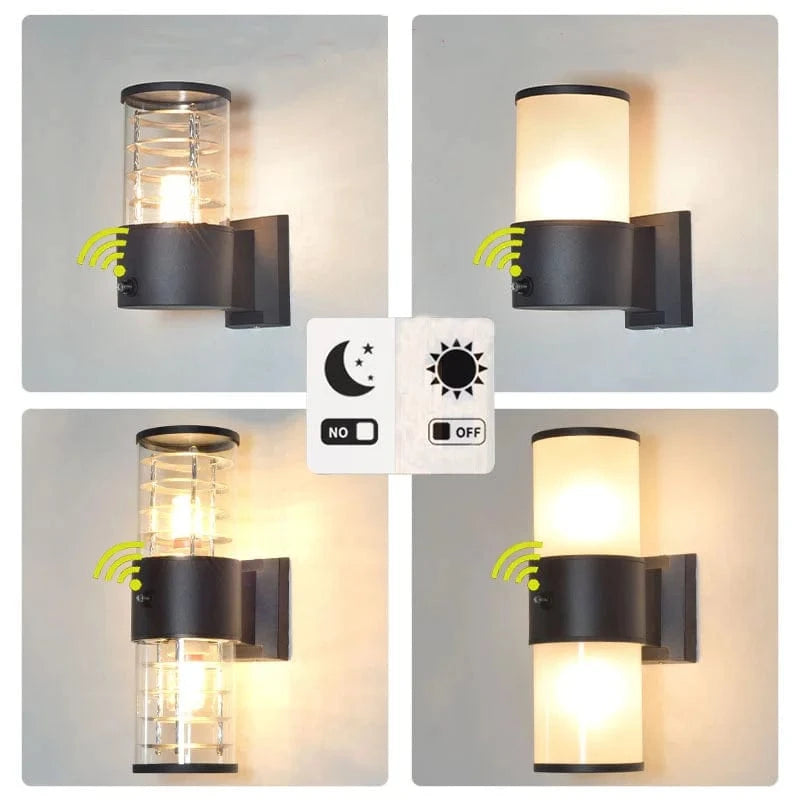 Verthara E27 LED Outdoor Wall Lamp, Waterproof Glass and Aluminum Up Down Glow Sconce for Garden, Balcony, Modern Exterior Wall Lights