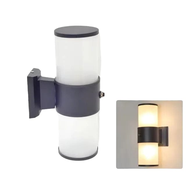 Verthara E27 LED Outdoor Wall Lamp, Waterproof Glass and Aluminum Up Down Glow Sconce for Garden, Balcony, Modern Exterior Wall Lights C-2 heads with sensor / Warm White