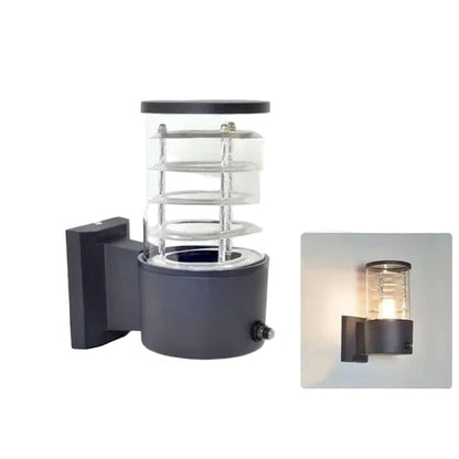 Verthara E27 LED Outdoor Wall Lamp, Waterproof Glass and Aluminum Up Down Glow Sconce for Garden, Balcony, Modern Exterior Wall Lights D-1 head with sensor / Warm White