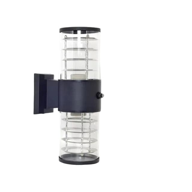 Verthara E27 LED Outdoor Wall Lamp, Waterproof Glass and Aluminum Up Down Glow Sconce for Garden, Balcony, Modern Exterior Wall Lights D-2 heads with sensor / Cold White