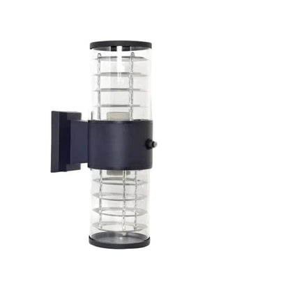 Verthara E27 LED Outdoor Wall Lamp, Waterproof Glass and Aluminum Up Down Glow Sconce for Garden, Balcony, Modern Exterior Wall Lights D-2 heads with sensor / Cold White