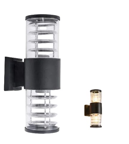 Verthara E27 LED Outdoor Wall Lamp, Waterproof Glass and Aluminum Up Down Glow Sconce for Garden, Balcony, Modern Exterior Wall Lights B-2 heads no sensor / E27 No Bulb