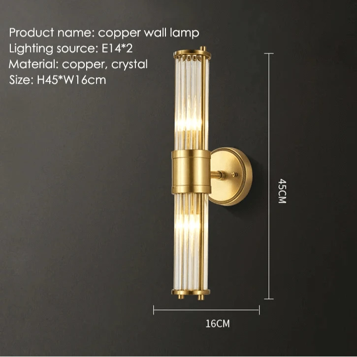 Verthara Elegant Copper Wall Sconce Lighting Fixture with E14 Base - Stylish Indoor Wall Lamp for Living Room, Bedroom, and Hallway