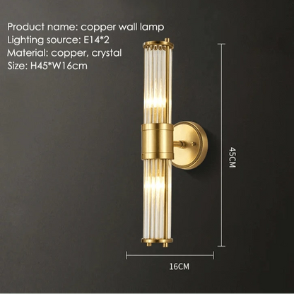 Verthara Elegant Copper Wall Sconce Lighting Fixture with E14 Base - Stylish Indoor Wall Lamp for Living Room, Bedroom, and Hallway