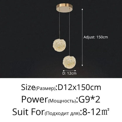 Verthara Elegant Crystal Chandelier Light for Bedroom and Bar – Modern Round Ball Design with Adjustable Hanging Cable