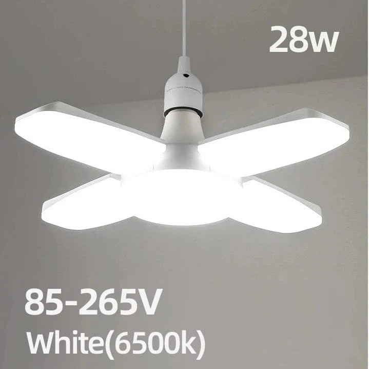 Verthara Foldable 28W LED Light Bulb with E27 Base – Adjustable Fan Lamp for Home and Garage Lighting, 6500K Bright White Cold White 85V-265V