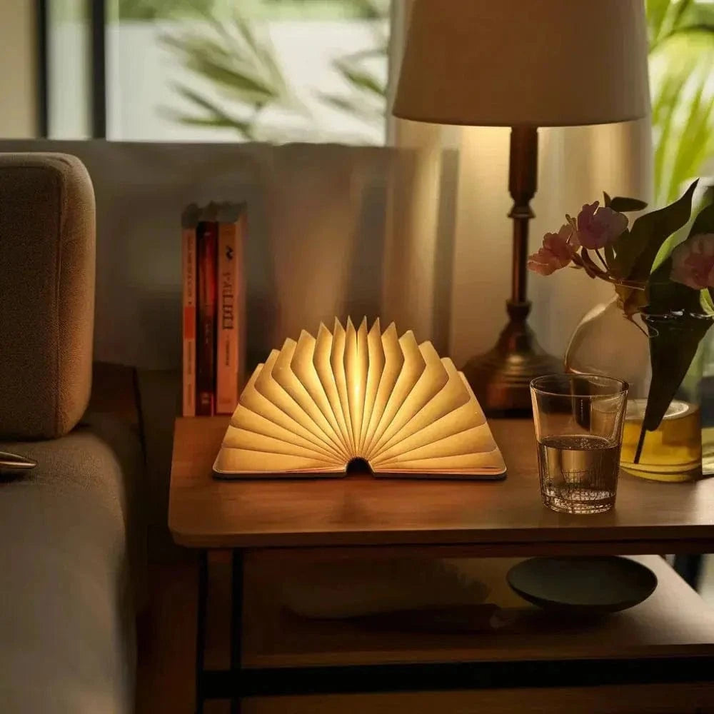Verthara Foldable LED Book Lamp White Maple Book - Small