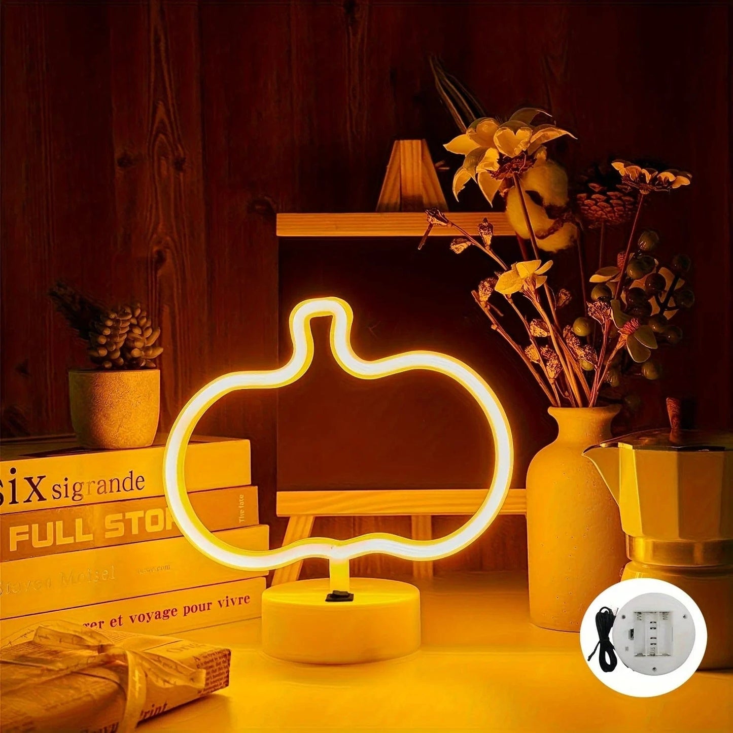 Verthara Halloween LED Neon Sign – Spooky USB or Battery Powered Decorative Night Light for Parties and Events Table Pumpkin