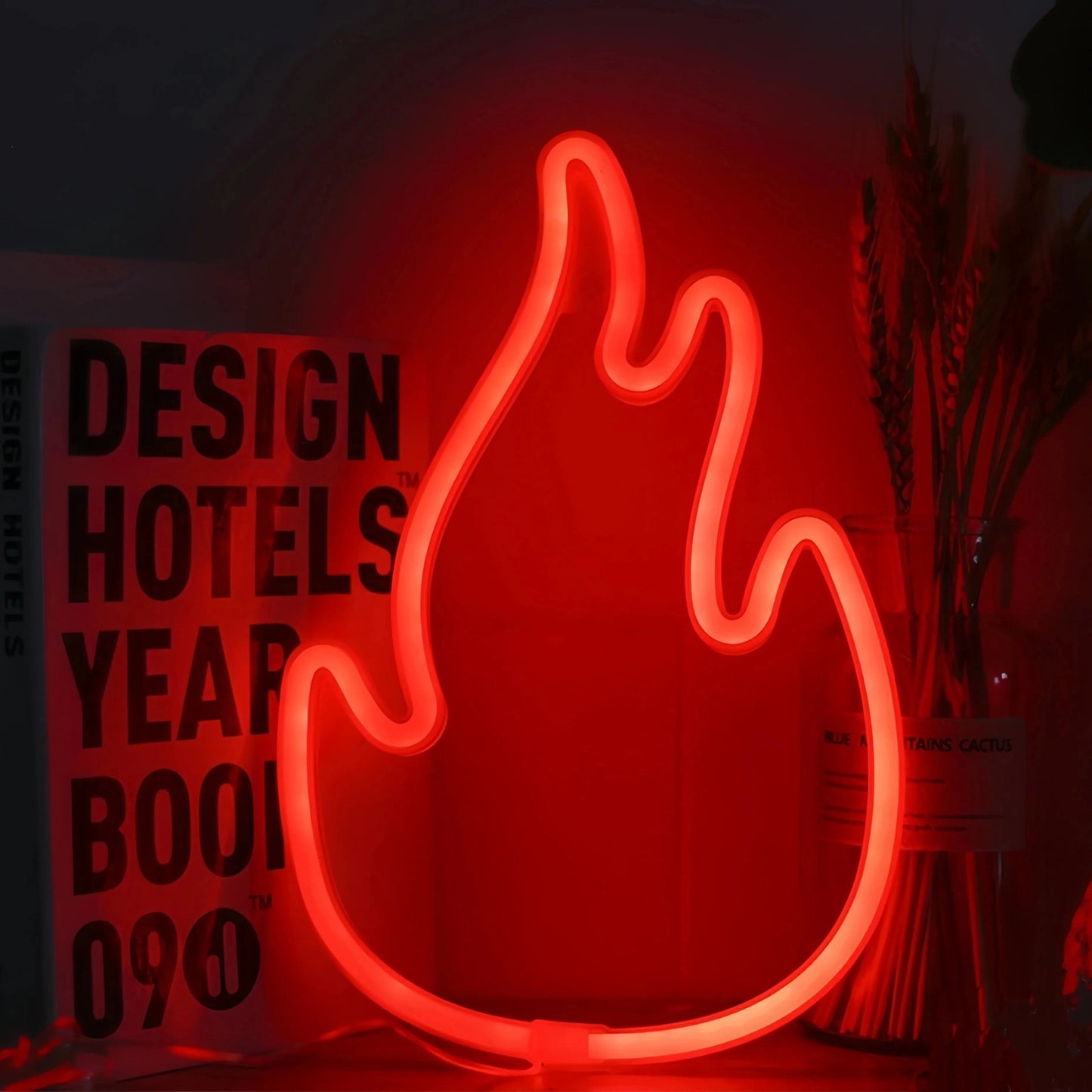 Verthara Halloween LED Neon Sign – Spooky USB or Battery Powered Decorative Night Light for Parties and Events Flame Red
