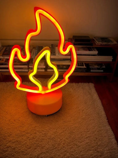 Verthara Halloween LED Neon Sign – Spooky USB or Battery Powered Decorative Night Light for Parties and Events Table Fire
