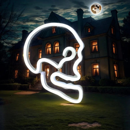 Verthara Halloween LED Neon Sign – Spooky USB or Battery Powered Decorative Night Light for Parties and Events Skull White