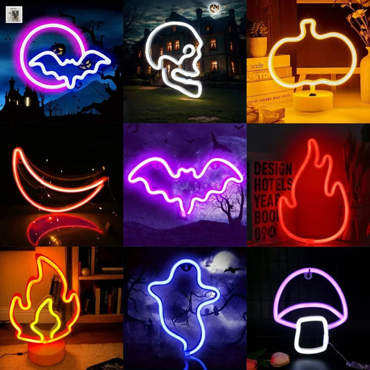 Verthara Halloween LED Neon Sign – Spooky USB or Battery Powered Decorative Night Light for Parties and Events