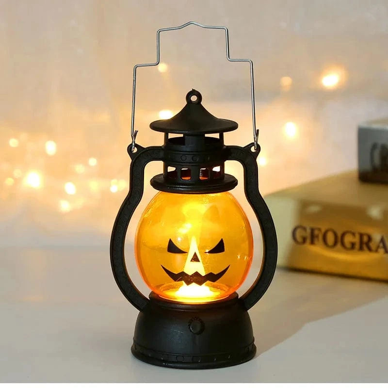 Verthara Halloween LED Pumpkin Lantern Light – Retro Jack O Lantern Hanging Decor for Parties and Seasonal Use C