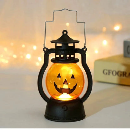 Verthara Halloween LED Pumpkin Lantern Light – Retro Jack O Lantern Hanging Decor for Parties and Seasonal Use A