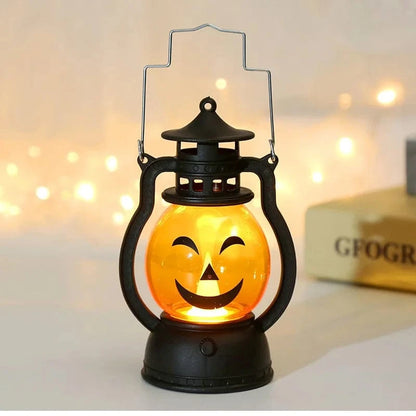 Verthara Halloween LED Pumpkin Lantern Light – Retro Jack O Lantern Hanging Decor for Parties and Seasonal Use D