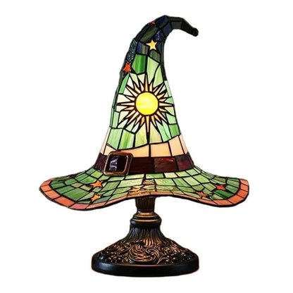 Verthara Halloween Witch Hat Lamp - Stained Glass USB Powered Night Light for Home Decor and Children's Rooms D Height 18cm