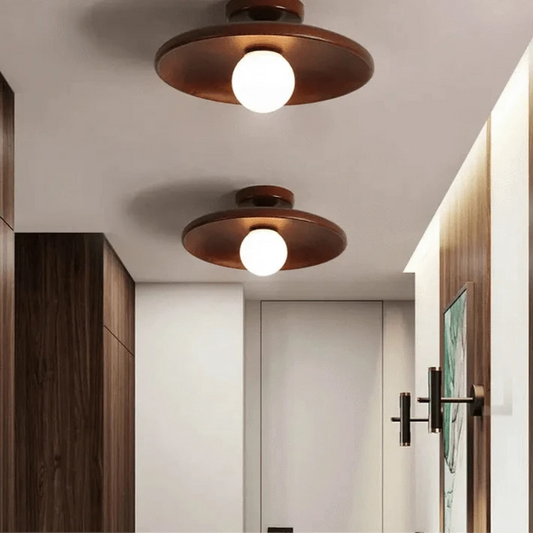 Verthara Handcrafted Wooden LED Ceiling Lamp – Modern Ceiling Light Fixture for Dining Room and Corridor, Warm White Glow, 7W