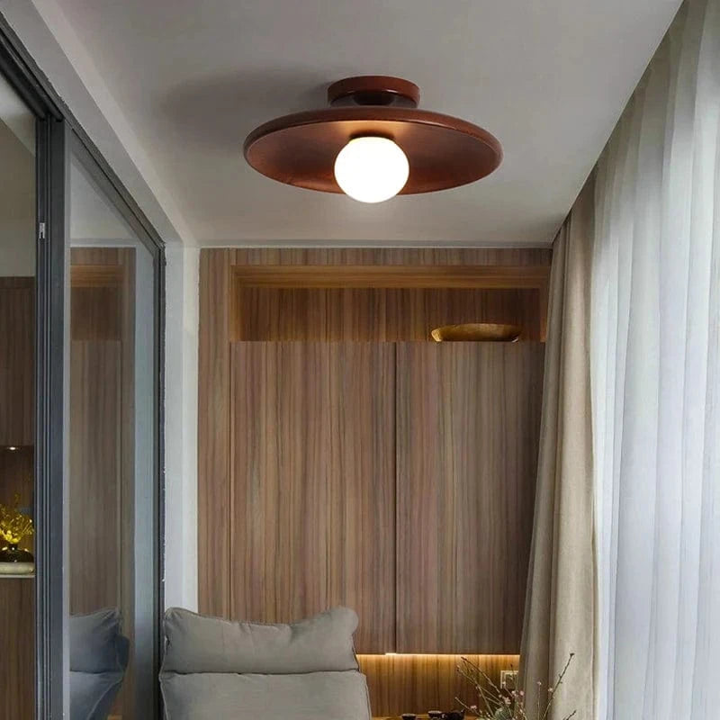 Verthara Handcrafted Wooden LED Ceiling Lamp – Modern Ceiling Light Fixture for Dining Room and Corridor, Warm White Glow, 7W Black