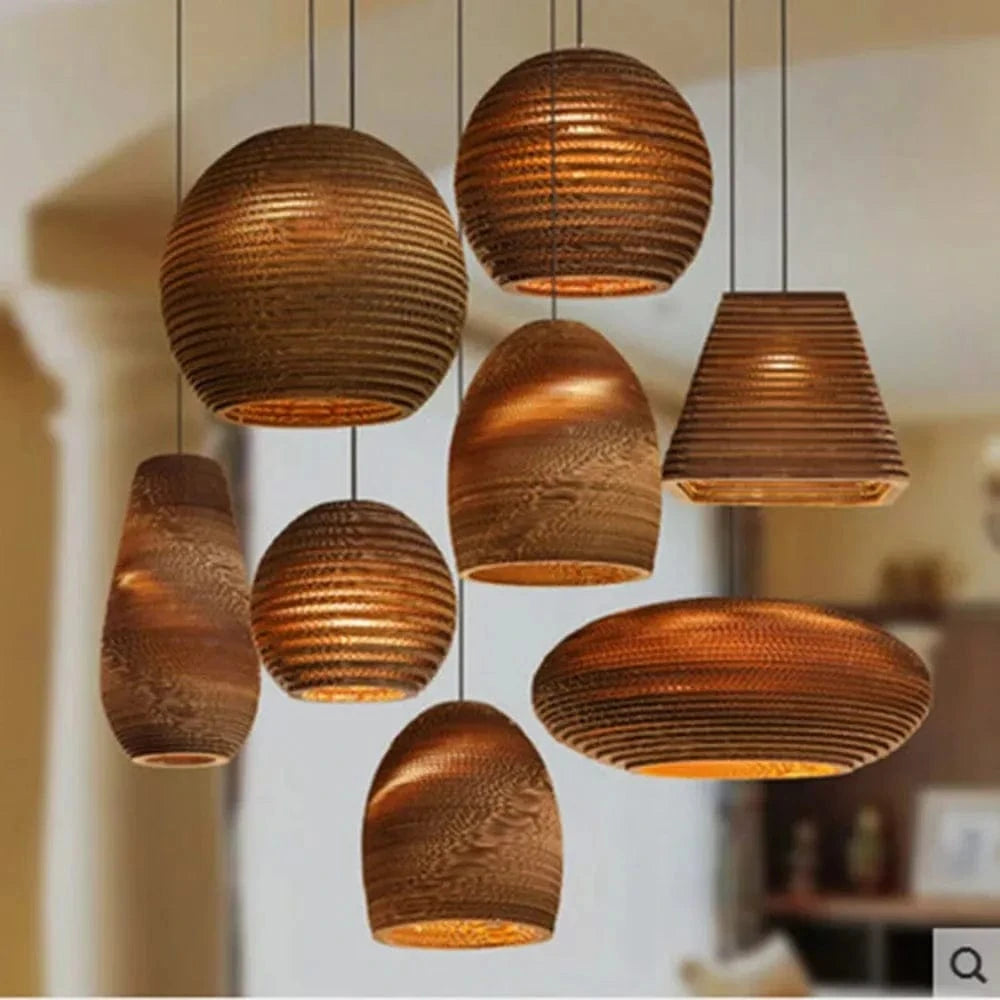 Verthara Handmade Rattan Pendant Light – Modern Paper Honeycomb Hanging Light for Living Room and Cafe – Eco-Friendly Design