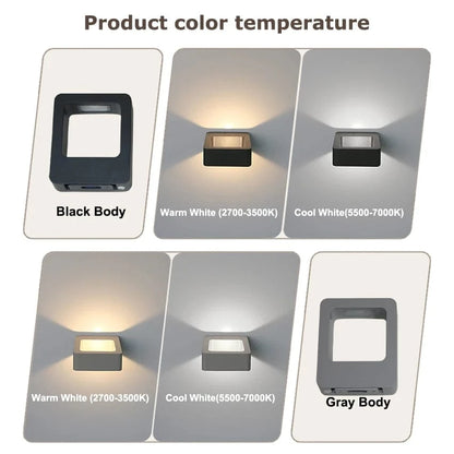 Verthara IP65 Waterproof Outdoor Wall Light – Modern Design - Up and Down Glow - Black/Gray - Ideal for Garden and Patio Illumination