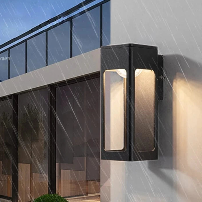 Verthara IP67 Waterproof 12W Black Aluminum Outdoor Wall Lamp – Modern Exterior Wall Light for Garden and Porch