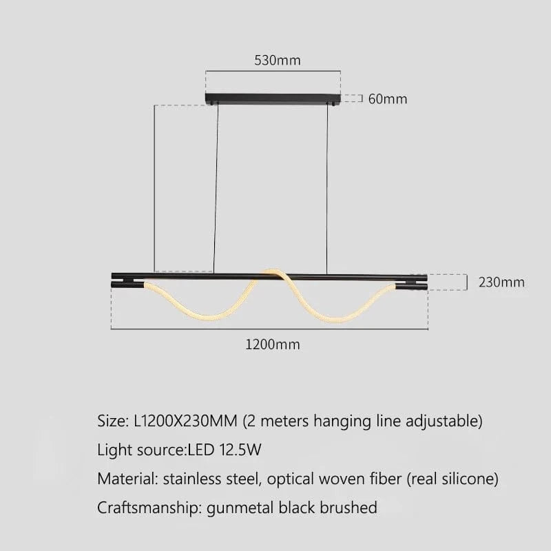 Verthara Italian Modern Minimalist Linear Pendant Light - Stainless Steel and Silicone Ceiling Fixture for Kitchen and Bar 120cm / Cold White