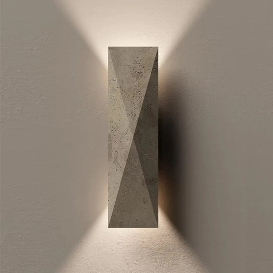 Verthara Japanese Style Outdoor Wall Lamp in Yellow Travertine – LED Wall Sconce for Elegant Indoor and Outdoor Lighting