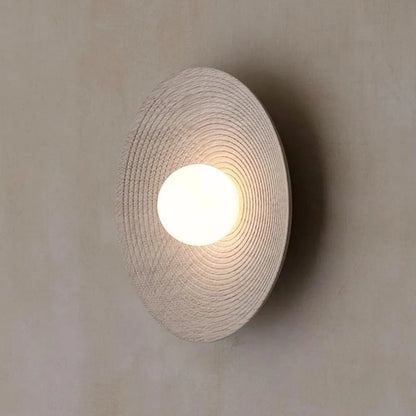Verthara Japanese Style Round Shade Wall Sconce – Wabi Sabi Resin Wall Lamp for Bedroom and Living Room Decor